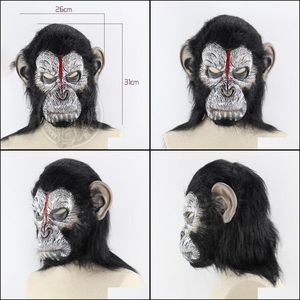 Party Masks Planet of the Apes Halloween Cosplay Gorilla Masquerade Mask Monkey King Costumes Caps Realistic Y200103 Drop Delivery 20 DHY1L