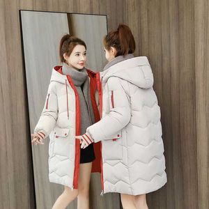 女性のダウンパーカーフード付きパフジャケット女性のための冬の厚い綿パッド入りコートカジュアルルーズウォーム服