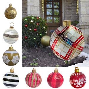 Großer Weihnachtskugel-Dekorationsballon, 60 cm, für den Außenbereich, Weihnachtsbaumschmuck, Hochzeitsdekoration, aufblasbares PVC-Spielzeug, große rote Schneeflocken, goldene Streifenbälle, Weihnachten 2022, lustig