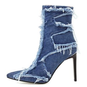 Stivali Stivali di jeans Autunno Primavera Donna Stivaletti Punch Scarpe Fashion Style Tacchi alti Jeans Scarpe da festa Ragazze Large Size J220923