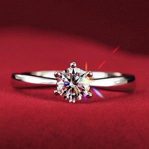 Whole-Never fading 1 2 carati 6 artigli grandi anelli di diamanti simulati donne oro bianco 18 carati placcato alleanza di fidanzamento taglia USA224b