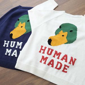 Erkek Sweaters İnsan Yapımı Süveter Erkek Kadınlar 1 1 Günlük Mallard kazak insanı gevşek örgü kapüşonlu G221010