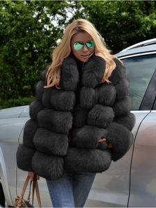 Moman Sur Fur Faux Casual Branco Preto Buffy Falto Casaco de Casaco de Inverno Longo Manga Longa Puffer Corteado para Outwear 221010