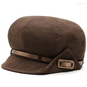 Basker retro basker hattar f￶r kvinnor horisontella r￤nder Sboy cap h￶gkvalitativ b￤lte ￥ttkantig hattkapare