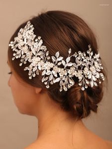 Headpieces Luxury Rhinestone Bridal Headpiece Wedding Hair Accessories Brides Tiara pannband Silver F￤rg PROM -smycken