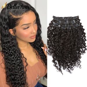 Kręcony klip w przedłużeniu ludzkie włosy klipsy ins pełne głowę dla czarnych kobiet Brazylijskie Remy Hair Naturalny kolor 10pcs z 21.20G/zestaw 12-30 cali Sprzedaż