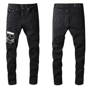 Man Skinny Denim Jeans Designer Riped Jeans for Mens Distressed Rip Torn Biker Black 20ss Motorcycle Jogger Zipper Slim Fit Straight Hole