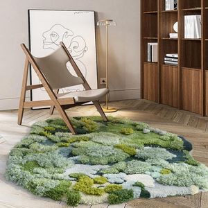 Tappeti Serie Nordic Green Modello 3D Tappeto fatto a mano in misto lana Tappeto decorativo a forma rotonda in stile pastorale