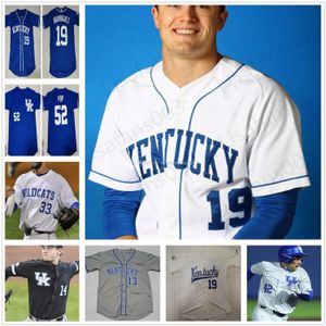 Le baseball coll gial porte le maillot de baseball Wildcats du Kentucky NCAA Cous Brett Marshall Justin Olson Kyle Musique