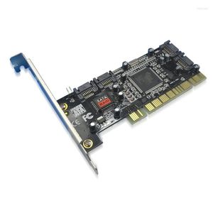 Datorkablar PCI till 4 Port SATA RAID Controller Expansion Card Adapter för Desktop PC HDD SSD