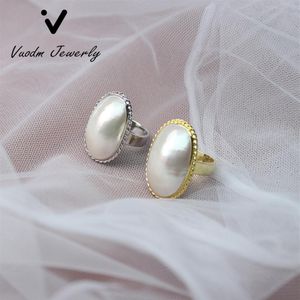 Ringe des natürlichen Süßwassers Mabe Perle Verstellbare Fingerringe für Frauen Party Hochzeitsgeschenk229d
