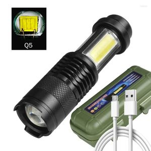 Torce torce incorporate nella batteria XP-G Q5 Focus zoom Mini lampada a led Lantern 2000 Lumen Regolable Penlight Fast Fast Fast