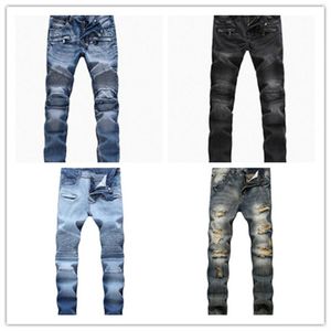 Dise￱adores de moda Jeans Biker desgarrados Jeans Jeans Patchwork Joggers para pantalones de hiphop flacos desgastados para hombres Pantalones cl￡sicos Pantalones cl￡sicos