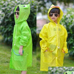 Raincoats Waterproof 1Pcs Kids Raincoat Children Rainwear Windproof Rainsuit Cartoon Animal Style Student Poncho Drop Delivery 2022 H Otcgq