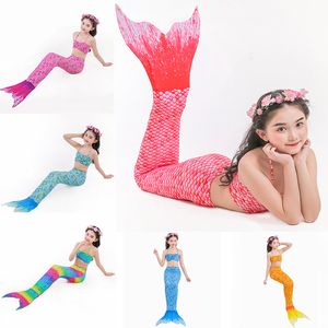 2022 New Mermaid 2 피스 수영복 분할 물고기 꼬리 꼬리 어린이의 온천 수영복 소녀 비키니 세 조각 세트