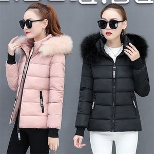 Mulheres para baixo inverno parkas mulheres gola de pele com capuz casaco básico engrossar jaqueta feminina quente algodão acolchoado outerwear 4xl 221010