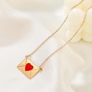 Pendant Necklaces Sheishow Trendy Simple Drop Glaze Love Envelope Necklace For Women Heart Letter Clavicle Chain Girl Choker Collar