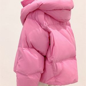 Kvinnor Down Parkas Circyy Winter Jacket för kvinnor täcka varm fast huva rosa parkas kvinnlig casual lös kort outkläder koreansk bomullspadded 221010