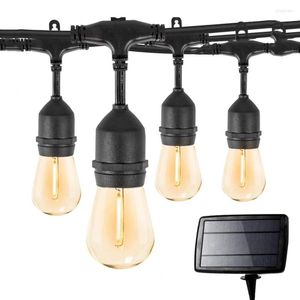 Cadenas 10/15 LED S14 Bulbas Edison para Patio Cafe Market Porch Decor Luz de cuerda solar de grado comercial con luz negativa