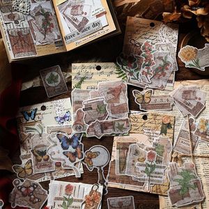 Opakowanie prezentów jianqi 30pcs/paczek vintage rośliny naklejki kwiatowe Scrapbooking Dostawy kolażu Dekoracyjne dziennik Lable Junk Journal Planner