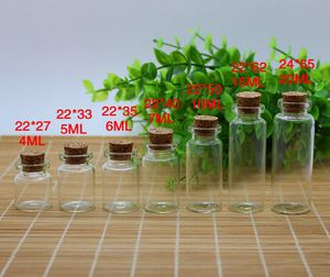 Clear Glass Drifting Bottles 0.5ml-20ml with Wooden Cork Wholesale Wishes Vials Mini Containers