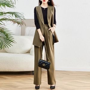 Women's Two Piece Pants Women's Fashion Suit 2022 Autumn Vest Three Trend Ladies Slimming Tops Waistcoat Sleeveless Blazer And Set T640