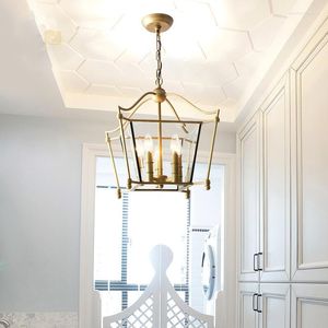 Lâmpadas pendentes americana criativa sala de jantar lustre de ferro forjado retro lâmpada quadrada de vidro nórdico quarto infantil