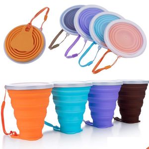 Set da tè per caffè Tazze pieghevoli 270Ml Bpa Tazza per acqua per alimenti da viaggio Sile Retrattile Colorato Portatile Consegna per caffè all'aperto 2 Dhjwg