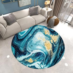 Carpets Marble Flannel Round Carpet Chair Floor Mat Soft For Living Room Anti-slip Rug Bedroom Fluffy Decor