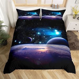 Yatak Setleri Galaxy Nevresim Kapak Seti 3D Baskılı Alan Temalı Yatak Seti Çocuk Boy Galaxy Serisi Evren Desen Polyester Yorgan Kapağı 221010