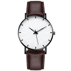 Montre-bracelet pour hommes minimaliste mode montres Ultra minces hommes simples ceinture en cuir montres à Quartz affaires Orologi di lusso