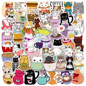 Katzen- und Kaffee-Aufkleber, 50 Stück, Vinyl, wasserfest, Getränkeaufkleber für Laptop, Stoßstange, Skateboard, Wasserflaschen, Computer, Telefon, Tasse, Geschenke