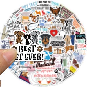 50Pcs Cartoon Veterinario Adesivi Non Casuali Per Auto Bici Adesivo Bagagli Laptop Skateboard Motore Bottiglia d'acqua Snowboard Decalcomanie da muro Regali per bambini