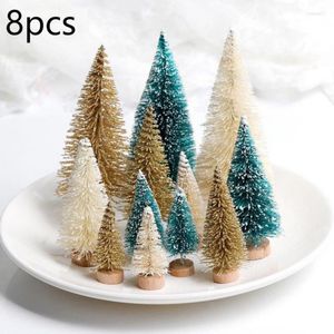 Weihnachtsdekorationen 8 Stück Mini-Baum-Kiefer DIY für Sisal im Desktop-Jahr-Weihnachtsparty-Ornament platziert