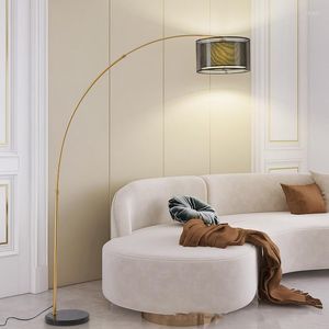 Golvlampor nordiska minimalistiska dubbelskikt tyglampa vardagsrum sovrummet sovrum studie ins stil atmosfär soffa stående ljus