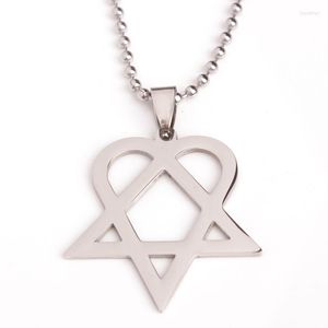 Kolye Kolye Unisex Erkek Kadınlar Heartagram Yıldızı Kalp onu gümüş kalay yuvarlak boncuk zincir kolye moda mücevher doğum günü