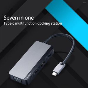 Accessori per hub USB Lenovo 7 in 1 Home Office Connect Equipment Stazione dock per convertitore di tipo C per trasferimento dati universale