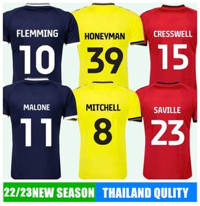 22 23 HONEYMAN CRESSWELL Mens Soccer Jerseys Home Away 3rd SAVILLE COOPER FLEMMING MALONE BRADSHAW Football Shirt Short Sleeve Uniforms