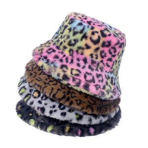 Ubranie etniczne imitacja futra wiadra czapka unisex zima panama mały kolor lampartek lampartek w ciepłybasin pani