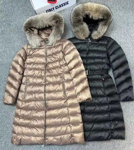 Kış Siyah Down Ceketler Kadınlar İçin Fulmar Tasarımcı Yeşil Ceket Fox Fur Hooded Parkas Sıcak rüzgar geçirmez