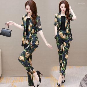 Women s Two Piece Pants Send Vest Women s Suit Fashion Summer Western Style Printed Small Formal Dress Ol Two Piece
