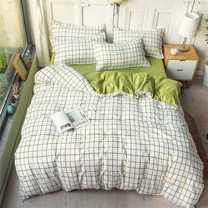 Conjuntos de cama Conjunto simples de cama de cama com estampa xadrez simples Conjunto de tampa de edredão durável Durável com folhas Capas de colcha Capas de fronhas 15 18 221010