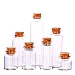 Durchm. 30-mm-Flaschenfläschchen aus klarem Glas mit flachem Boden, transparenter Reagenzglas-Teeverpackungsbehälter mit Korkstopfen