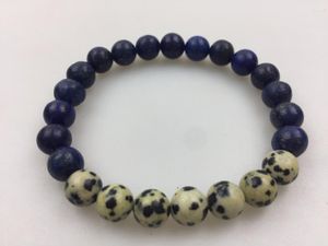 Strand Fashion Bracelets Naturalstein 8mm Dalmatianjasper Lapis Lazuli Armband Sport Mala Perlen Runde Perlen Yoga