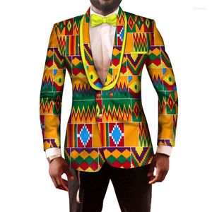 Herrdräkter avancerade afrikanska mäns avslappnade tryckta bomullsbatik tyger festlig klänning