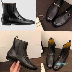 Black ankle boots genuine leather Women ankle-boot flat shoes Men fashion booty outdoor walking flat casual trainers 35-47