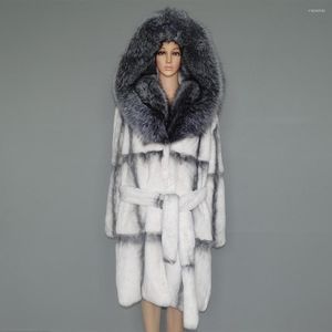 Women's Fur Real Rex Coat Woman Collar White Stripe 2022 Modeller 23