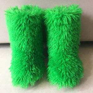 Boots Luxury Fashion Winter Faux Mongolian Fur Shoes Woman Men Home Ankle Snow Boots fluffy mongolian Long Fur Snow Boots For Women T221010