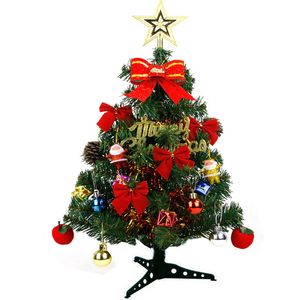 2022 Decoração de Natal de 45cm Mini PVC Christmas Tree com 23 PCs Ornamentos Acessórios e Xmas coloridos de corda de luz para casa no ano novo