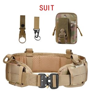 Belts Military Tactical Adjustable Belt Outdoor Work Men Molle Battle Belt Army Combat CS Airsoft Hunting Paintball Padded Waist Belts 221011